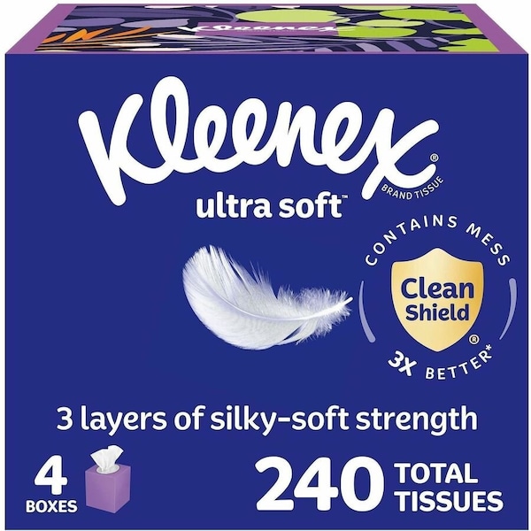 Kleenex Ultra Soft 3 Ply Facial Tissues, 60 Sheets, 12 PK 54308 - main