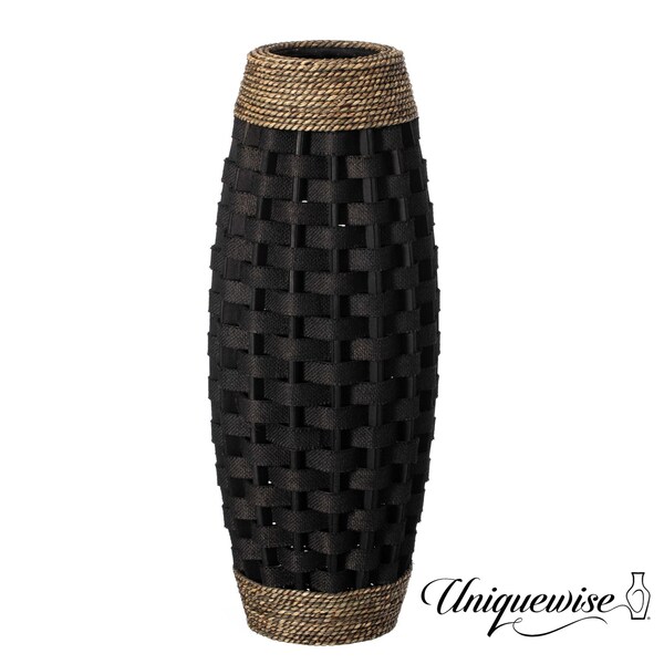 Uniquewise Rustic Tall Floor Vase - 24-inch Handcrafted Black Woven Vase, Decorative Accent for Home QI004674 - main