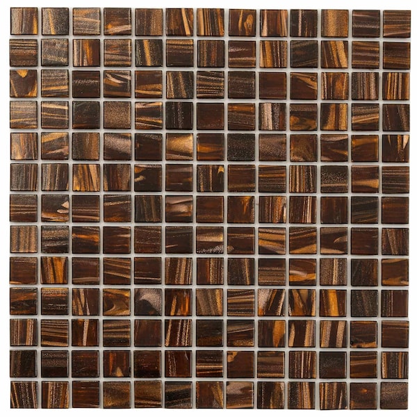 Apollo Tile Celestial 12 in. x 12 in. Glossy Brown and Gold Glass Mosaic Wall and Floor Tile 20 sqft/case, 10PK APLST88BR604A - main