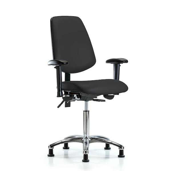 Blue Ridge Ergonomics Medium Bench Chair Adjustable Arms, 22" to 29" Height, Vinyl, Black BR-VMBCH-MB-CR-T0-A1-NF-RG-8540 - main