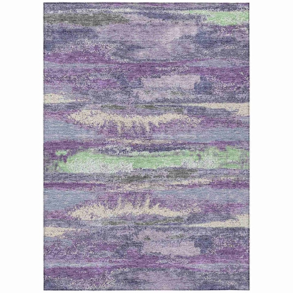 Homeroots 10' X 14' Purple And Lavender Abstract Washable Indoor Outdoor Area Rug 612550 - main