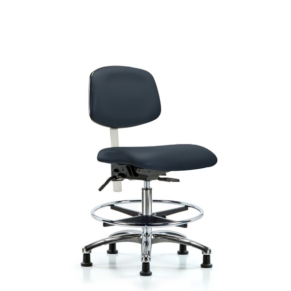 Blue Ridge Ergonomics Clean Room Chair Med Ben Chair, Vin, Chrm, CF, Glds, Nvy, CL100, No Arms, 22" to 29" Height, Vinyl BR-NCR-VMBCH-CR-T0-A0-CF-RG-8582 - main