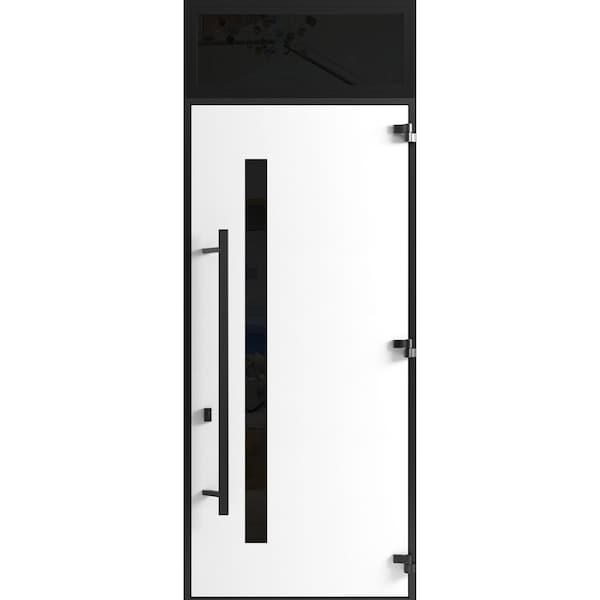 Vdomdoors Front Exterior Prehung Steel Door Ronex0162 Red Oak 96 Transom Window Sidelite Entry Metal Modern RONEX0162EXD-RED-W36xH96+16-LH-I - main