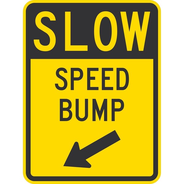 Lyle Speed Bump with Diagonally Left Arrow, 18x24, High Intensity Prismatic, Yellow G-10740-HI_18x24 - main