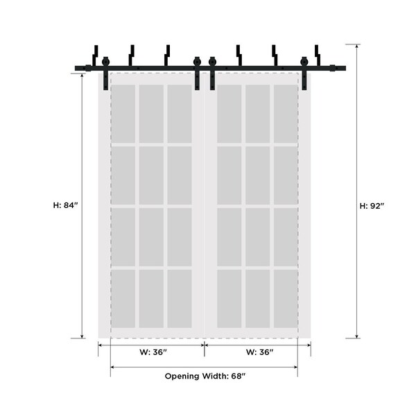 Sartodoors Barn Bypass Interior Door, 72" x 84", White QUADRO4112BBB-WS-7284 - main