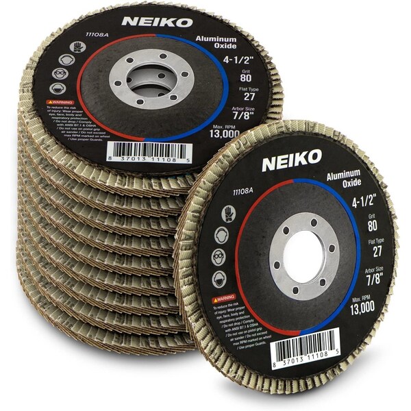 Neiko Flap Disc, Alum Oxide, 80 Grit, 10 Pack 11108A - main