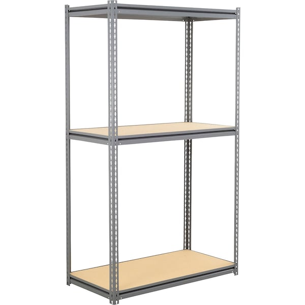 Global Industrial 3 Shelf, Heavy Duty Boltless Shelving Z Beam Starter, 48Wx36Dx60H, Wood Deck B3153986 - main