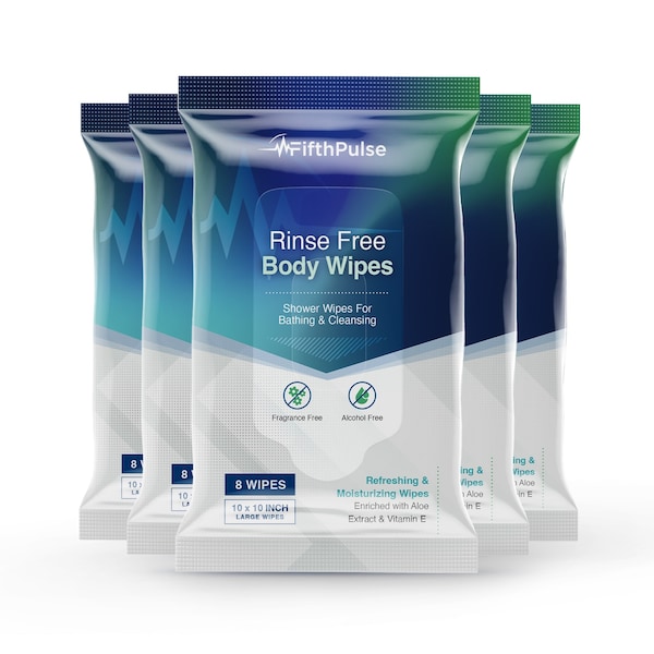 Fifthpulse Large Adult Bathing Wipes Body Cleansing, No Rinse Shower Bath Wipes, 5-Pack's of 8 Count, 40PK FMN100675 - main