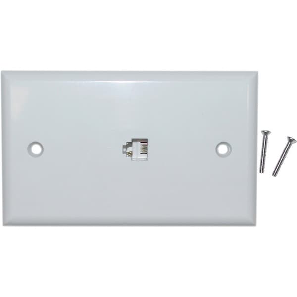 Cable Wholesale 300-204WH 2 Line Telephone RJ11 4 Conductor Wall Plate; White 300-204WH - main