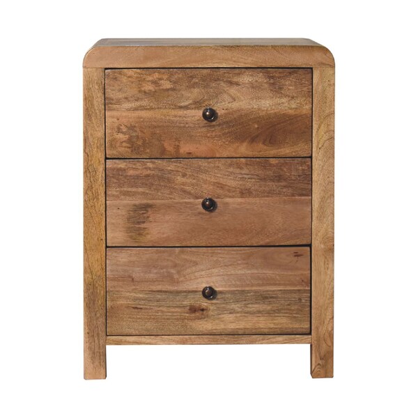 Homeroots 24" Beige Solid Wood Three Drawer Nightstand 651499 - main