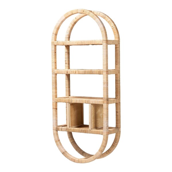 Bali & Pari Labonita Wood-framed Natural Rattan Wall Shelf 267-14616-ZORO - main