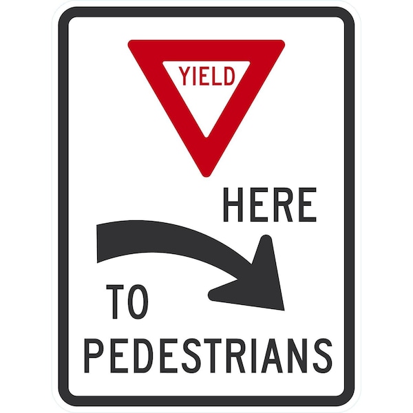 Lyle Yield Here To Pedestrians (Right Arrow), 18x24, High Intensity Prismatic, White G-10853-HI_18x24 - main