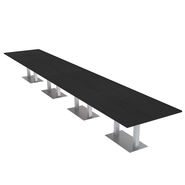 Skutchi Designs Rectangle Conference Table With Power Unit, 48 in W, 264 in L, Black HAR-REC-48X264-DOU-U999ST19-NA - main