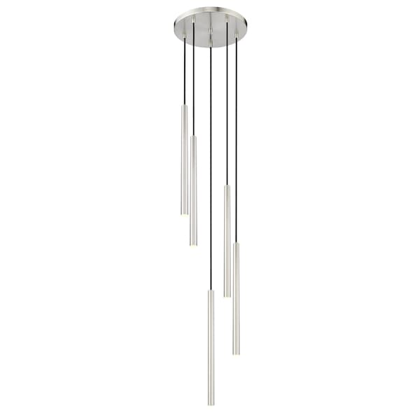 Z-Lite Forest 5 Light Chandelier, Brushed Nickel, 12 In W x 23.75 In H 919MP24-5R-BN-LED - main