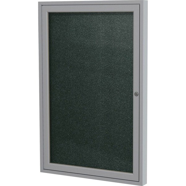 Ghent Ghent Enclosed Bulletin Board, Outdoor, 1 Door, 18"W x 24"H, Ebony Vinyl/Silver Frame PA12418VX-183 - main