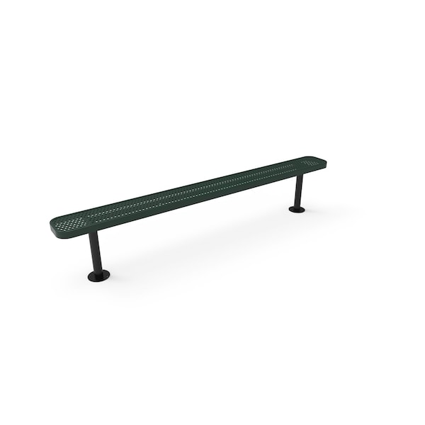 Mytcoat 8ft Outdoor Bench without Back, Surface Mount, Green, Punched Steel, Textured Coating 804352 - main