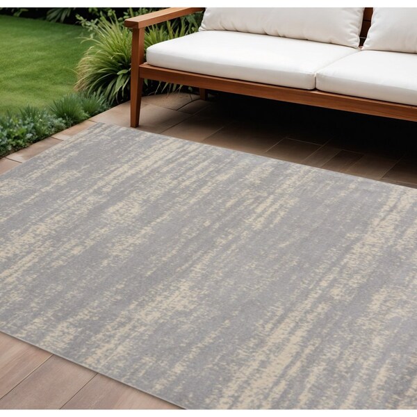 Homeroots 10' X 14' Gray And Beige Abstract Indoor Outdoor Area Rug 545469 - main