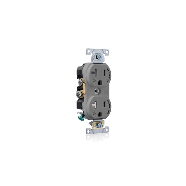 Leviton Duplex Receptacle Outlet, 20A, Gray, 125V TBR20-S2G - main
