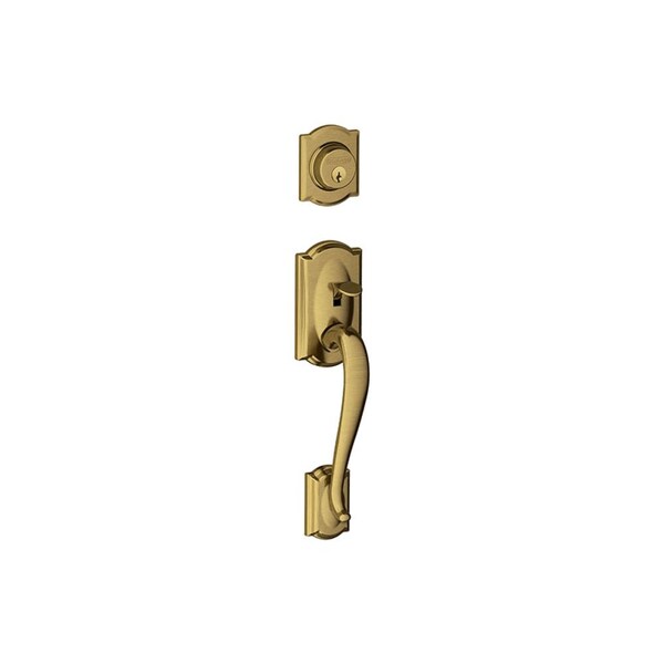 Schlage Residential Entrance Handleset Exterior Only, Camelot Style, Antique Brass F58 CAM 609 - main
