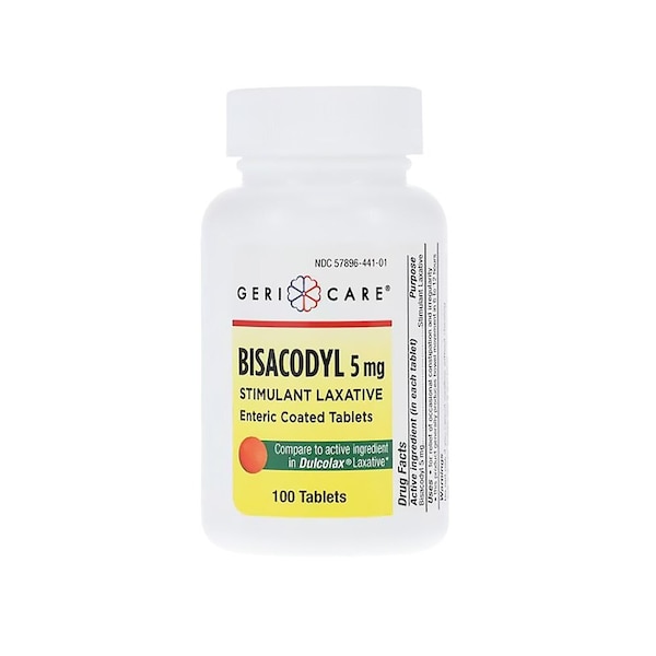 Geri-Care BisacodYellow EC Laxative Tablets 5mg, 100PK 1294475 - main
