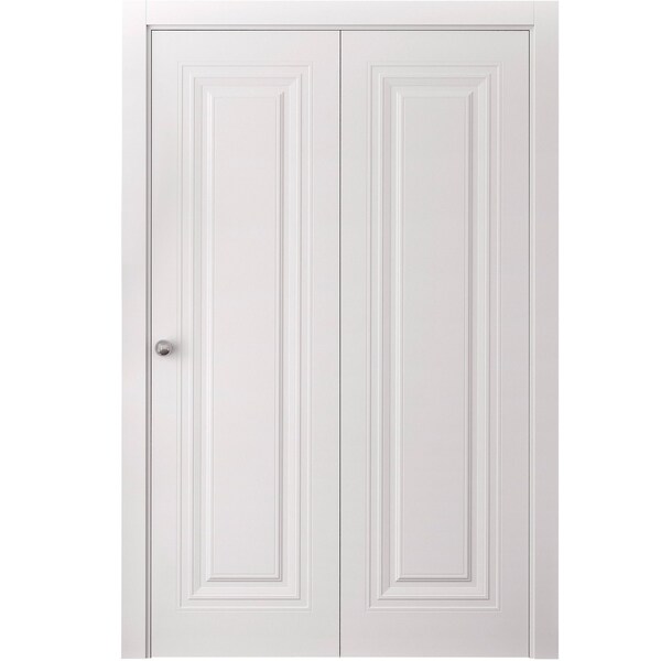 Sartodoors Sliding Closet Bi-fold Doors 84 x 84 inches, BASIC 9111 White, Sturdy Tracks Moldings Trims Hardwa BASIC9111BF-SKIN-8484 - main