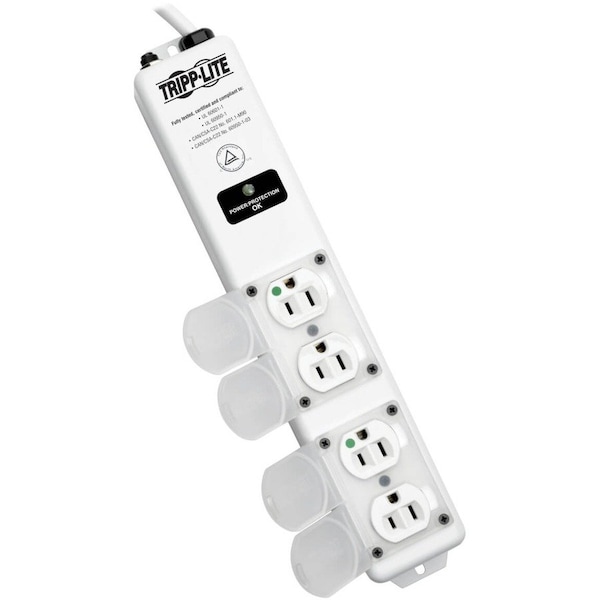 Tripp Lite Outlet Strip, Surge, Hospital Grade, 4 5-15R-HG, 5-15P-HG, 15 ft., White SPS415HGULTRA - main