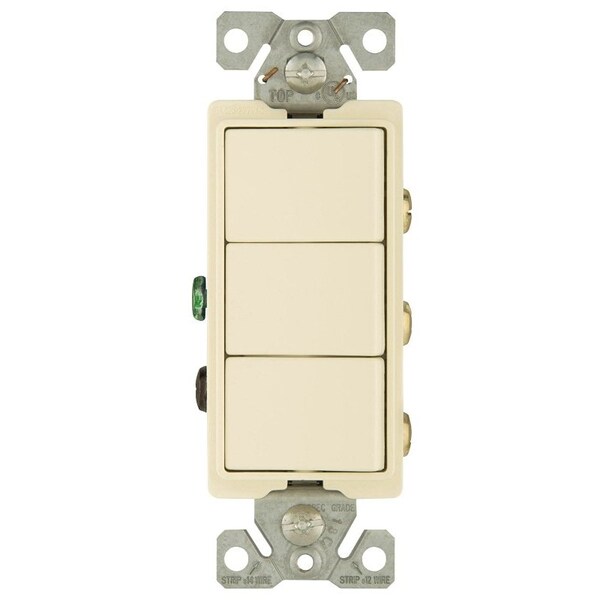 Eaton Wiring Devices Combination Switch, 1 Pole, 15 A, 120277 V, Light Almond 7729LA-SP - main