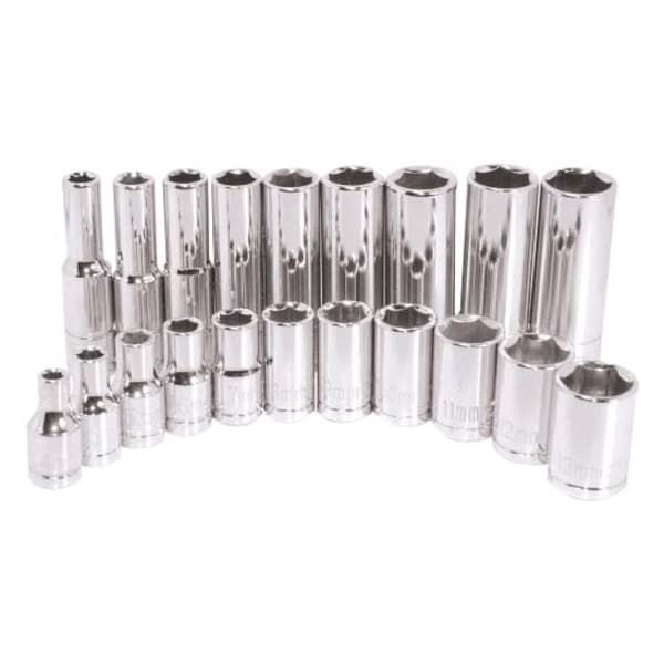 K-Tool International 1/4" Drive, 9mm Metric Socket, 6 Points, Chrome, Stan, 6 pt., 1/4"Drive, 9mm KTI-26109 - main