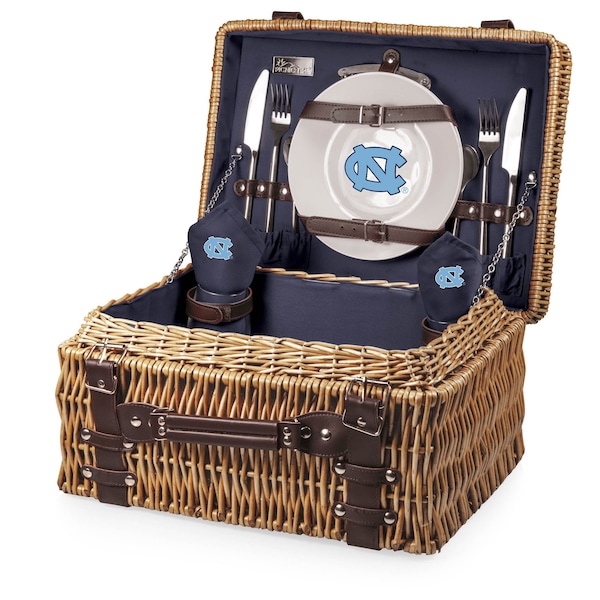 Picnic Time Family Of Brands NCAA North Carolina Tar Heels Champion Picnic Basket for 2, Large Wicker Picnic Set 208-40-138-414-0 - main