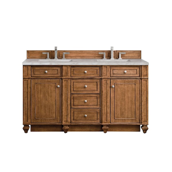 James Martin Vanities Bristol 60'' D Vanity, Saddle Brown w/ Victorian Sil Silestone Top w/FreePower Wireless Charger 157-V60D-SBR-FVSL - main