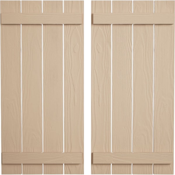 Ekena Millwork Rustic Four Board Spaced Board-n-Batten Sandblasted Faux Wood Shutters, 23 1/2W x 44H, PR SHUBSS23X44SDPR - main