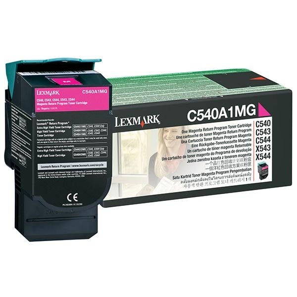Lexmark C540, X543, X544, X546, X548 Magenta Return Program Toner Cartridge C540A1MG - main