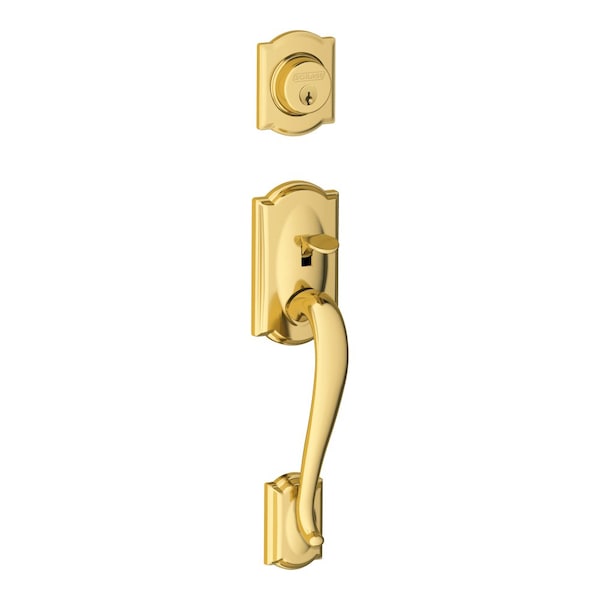 Schlage Residential Entrance Handleset Exterior Only, Camelot Style, Bright Brass F58 CAM 605 - main