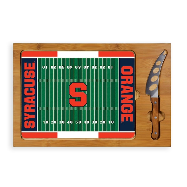 Picnic Time Family Of Brands NCAA Syracuse Orange Football Field Icon Glass Top Cutting Board & Knife Set 910-00-505-544-0 - main
