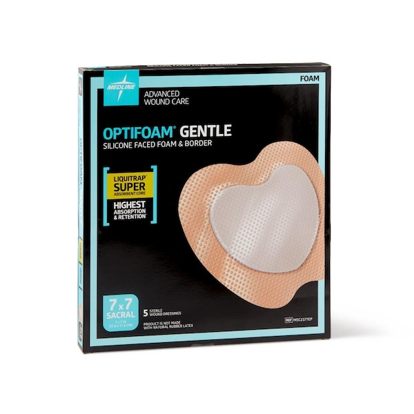 Medline Optifoam Gentle Silicone-Faced Foam Dressing, in Educational Packaging, 5PK MSC2377EPZ - main