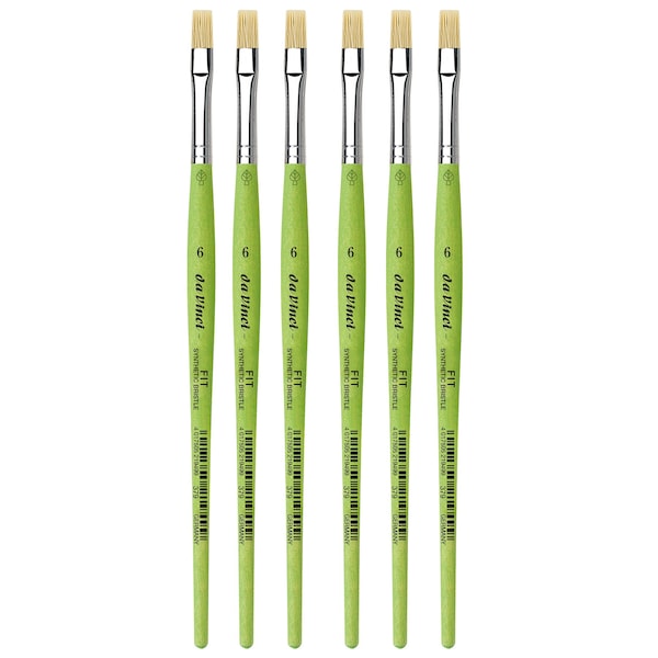 Da Vinci FIT Synthetics Student Brush, Synthetic, Acrylic & Oil, Flat, Series 379, Size 6, 6PK VA-379_6 - main