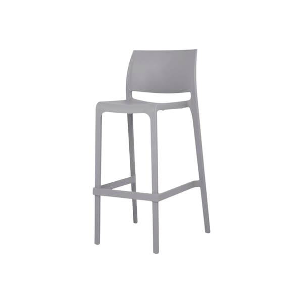 Homeroots Set of Two 30" Gray Heavy Duty Plastic Low Back Outdoor Bar Height Chairs, 2PK 565361 - main