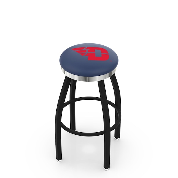 Holland Bar Stool Co 25" Blk Wrinkle University of Dayton Swivel Bar Stool, Chrome Ring L8B2C25DytnUn - main