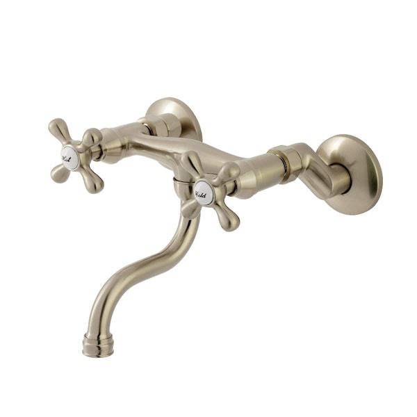 Kingston Brass Double-Handle Wall Mount Bathroom Faucet, Brushed Nickel KS2118AX - main