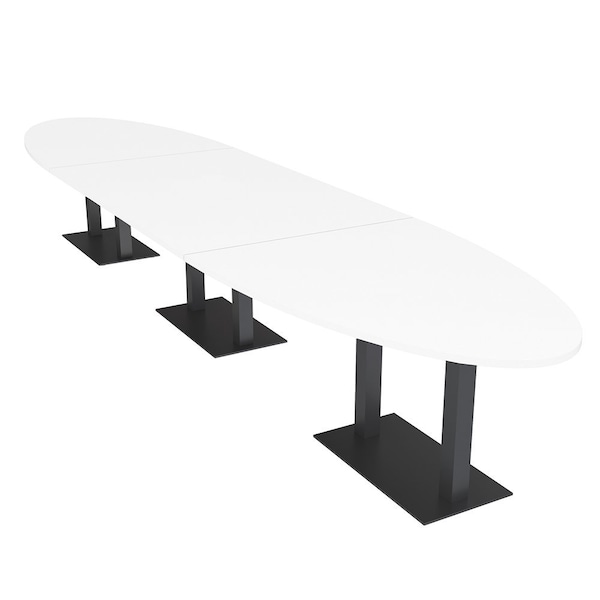 Skutchi Designs Oval Conference Table With Power Unit, 48 in W, 216 in L, White HAR-OVL-48X216-DOU.BK-W960-NA - main