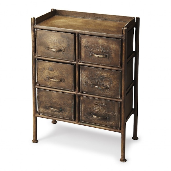 Homeroots 23" Bronze Metal Six Drawer Chest 389728 - main