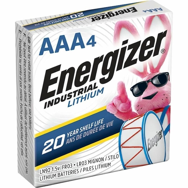 Energizer Industrial AAA Lithium Battery, For Vending Machine, Electronics, Construction, AAA, 6PK LN92 - main