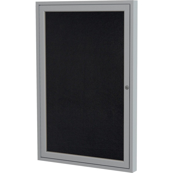 Ghent Ghent Enclosed Bulletin Board, 1 Door, 30"W x 36"H, Black Recycled Rubber/Silver Frame PA13630TR-BK - main
