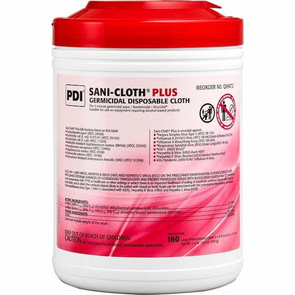 Pdi Germicidal Disinfecting Wipes 6" x 6-3/4", White Q89072 - main