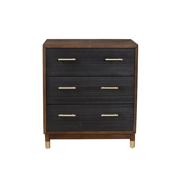 Homeroots 33" Brown and Black Solid Wood Three Drawer Chest 524118 - main