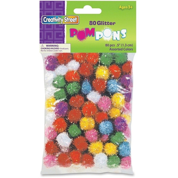 Creativity Street 12 Glitter PomPons, Assorted PAC811601 - main