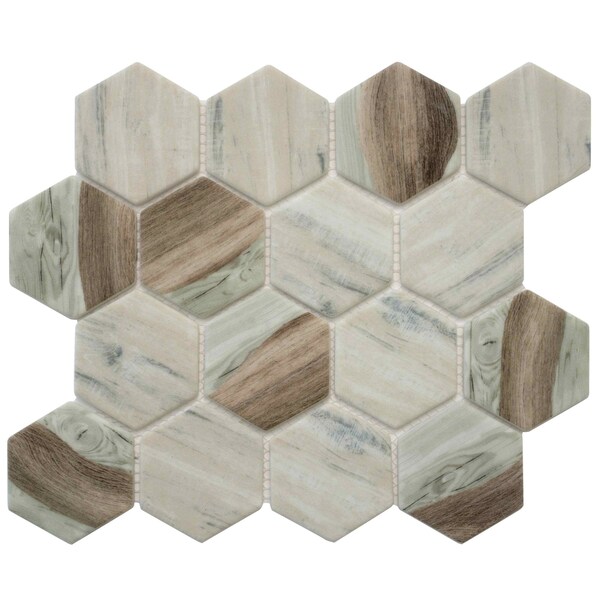 Apollo Tile Beige 10.2 in x 11.7 in Recycled Glass Matte Floor and Wall Mosaic Tile 8.29 sqft/case, 10PK APLNNH8811BRA - main