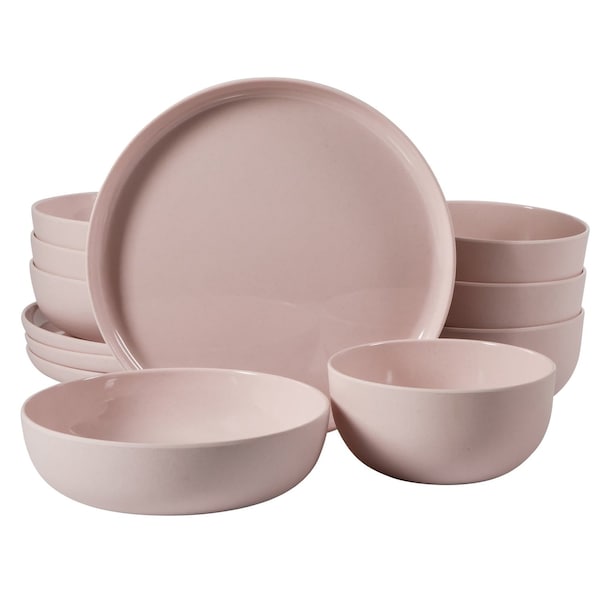 Gibson Home Candy Skies 12 Piece Wheat Straw Melamine Dinnerware Set in Pink 750123505M - main