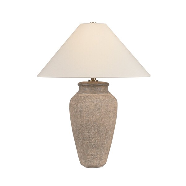 Troy Lighting Vessel 1 Light Table Lamp in Patina Brass and Ceramic Textural Umber Finish PTL1729-PBR/CTU - main