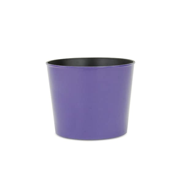 Homeroots 7in Navy Blue Recycled Plastic Indoor Outdoor Round Pot Planter 488214 - main